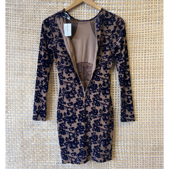 NWT Windsor Size Small Blue Nude Velvet Mesh Bodycon Mini Dress - Picture 4 of 6